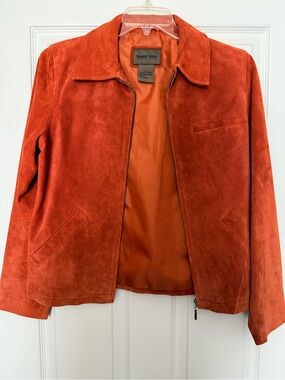 Brandon Thomas Orange Suede Leather Jacket